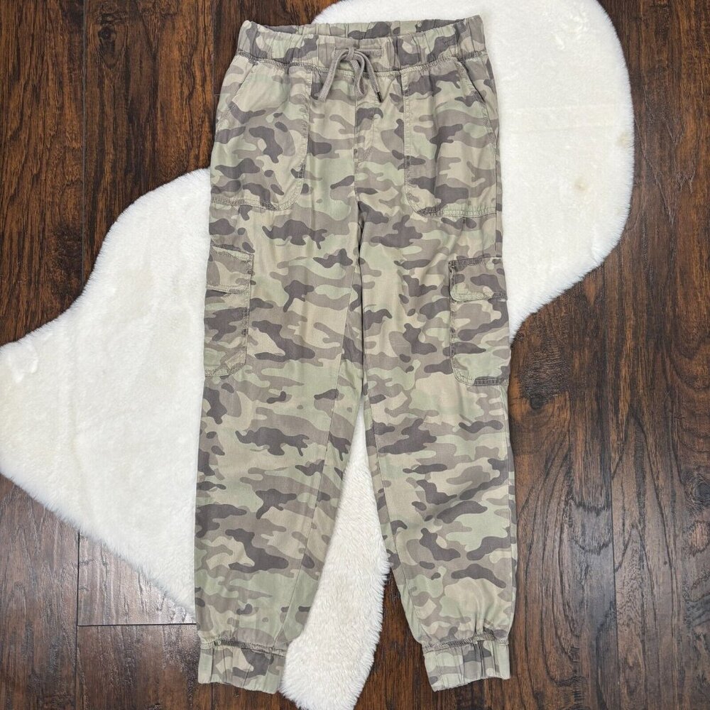 American Eagle Cargo Jogger Pants Small Green Camo High-Rise Pull-On Women's